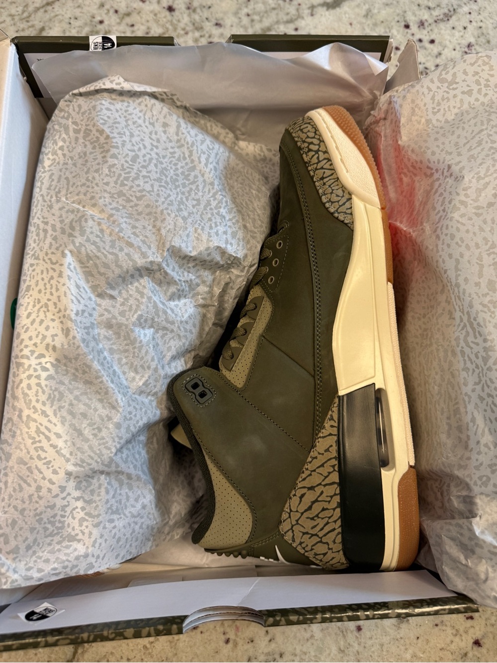 Jordan Men's Olive Green and Cream Retro Athletic Sneakers - Picture 7 of 9